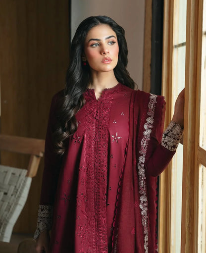 3 PIECE |MEHROON EMBROIDERED