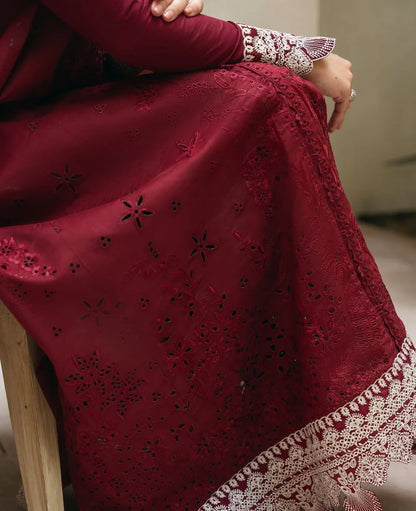 3 PIECE |MEHROON EMBROIDERED