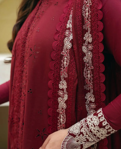 3 PIECE |MEHROON EMBROIDERED